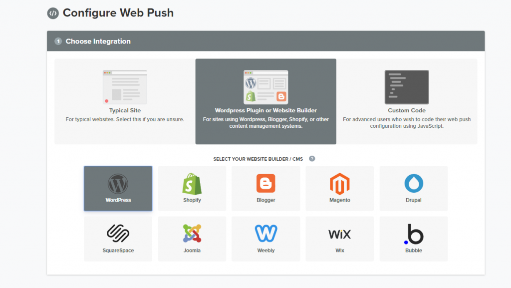 Configure webpush