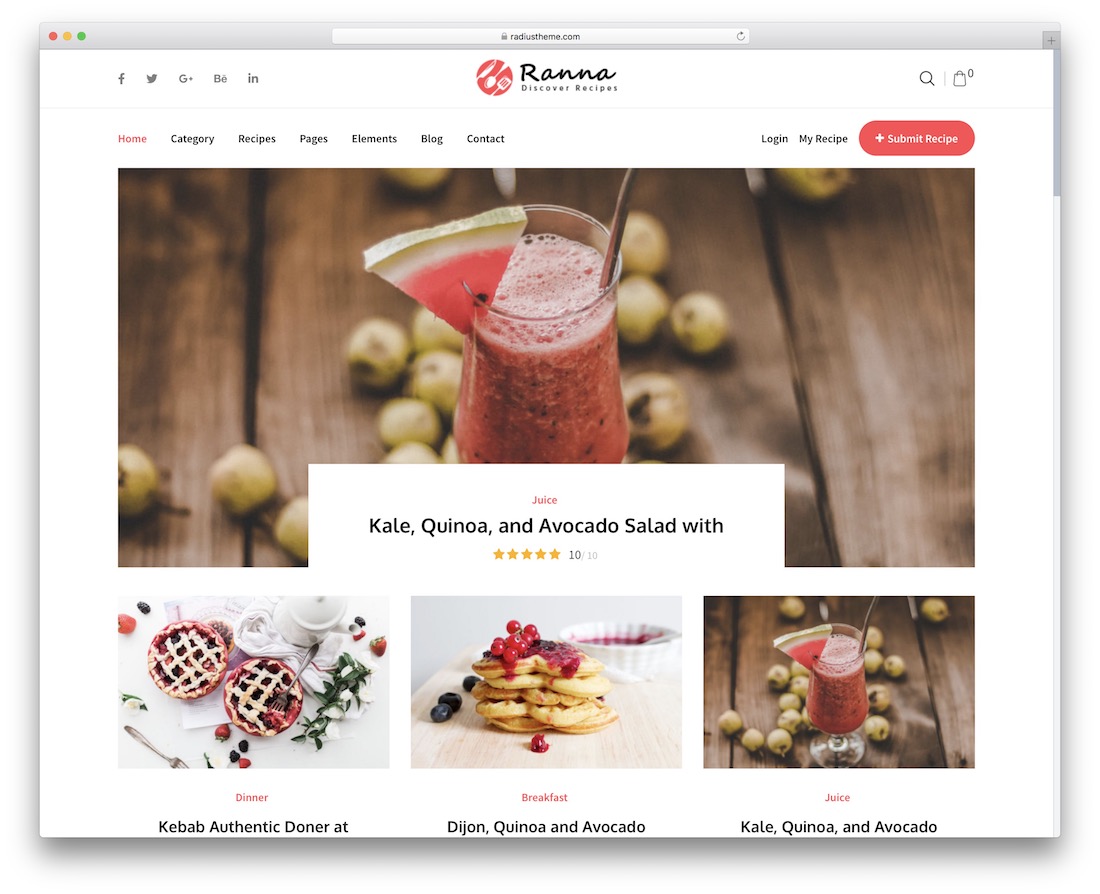Ranna food WordPress theme