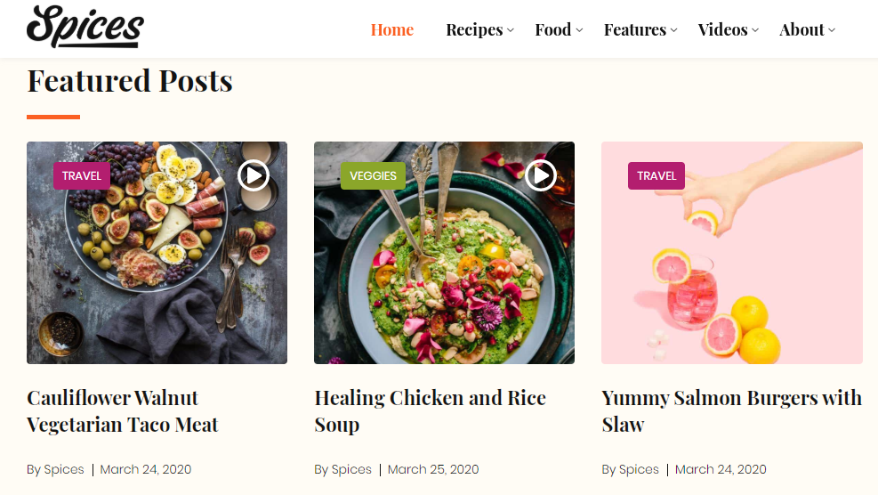 Spices WordPress Food Blog Theme