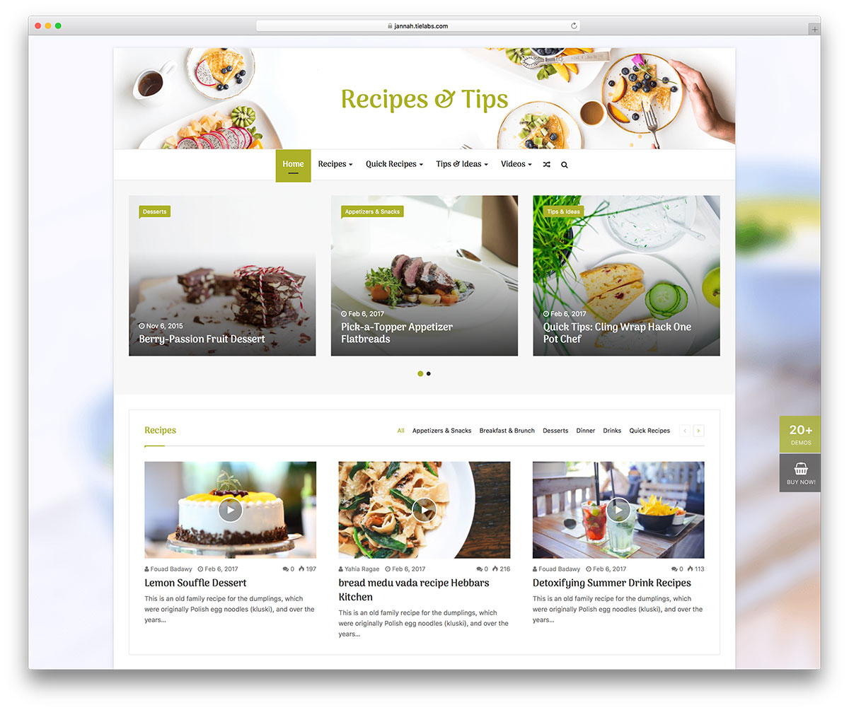 Jannah food recipes WordPress blog theme