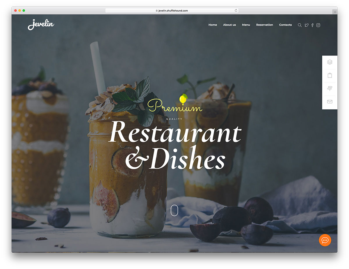 Jevelin food restaurant WordPress theme