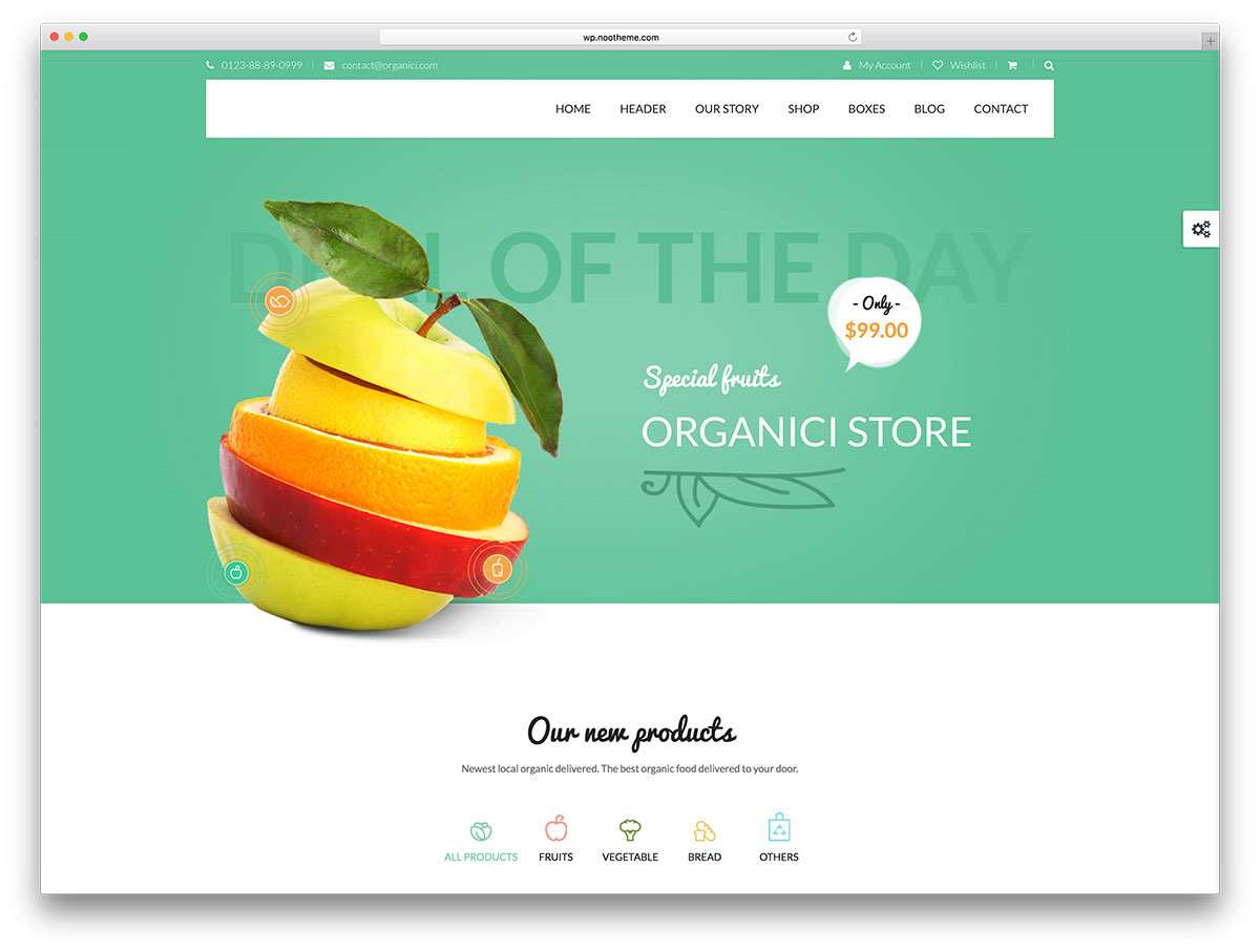 organici organic food store wordpress theme