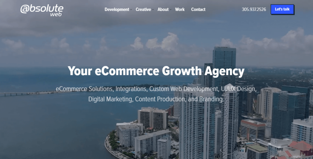 A screenshot from the website Absolute Web eCommerce agency.