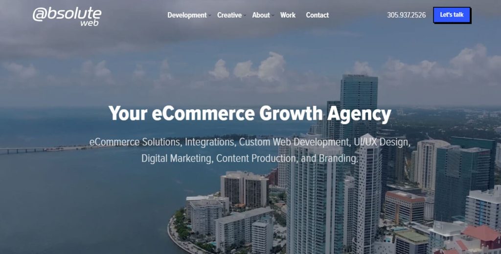 A screenshot from the Absolute web eCommerce marketing agency website.