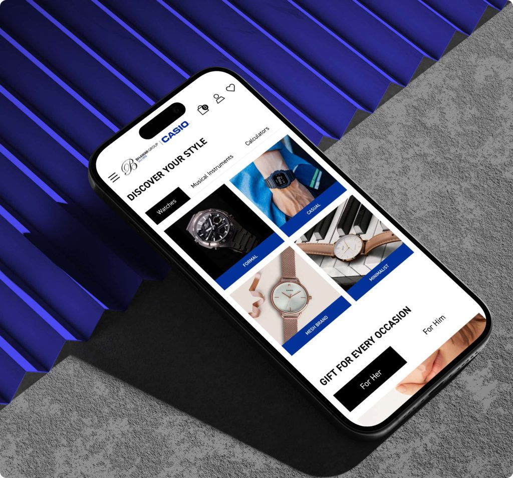 Casio india site store preview on a phone