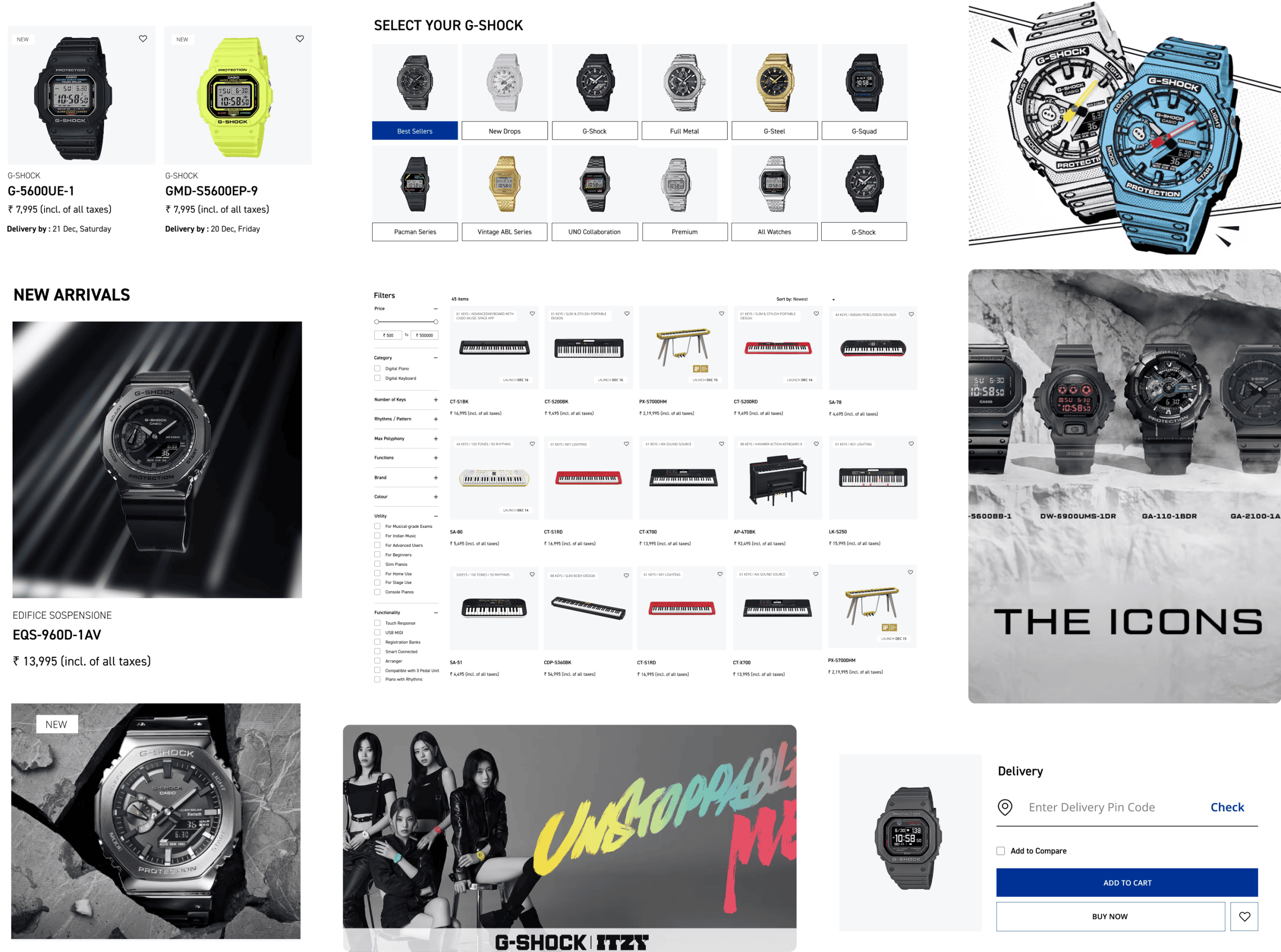 casio store sections