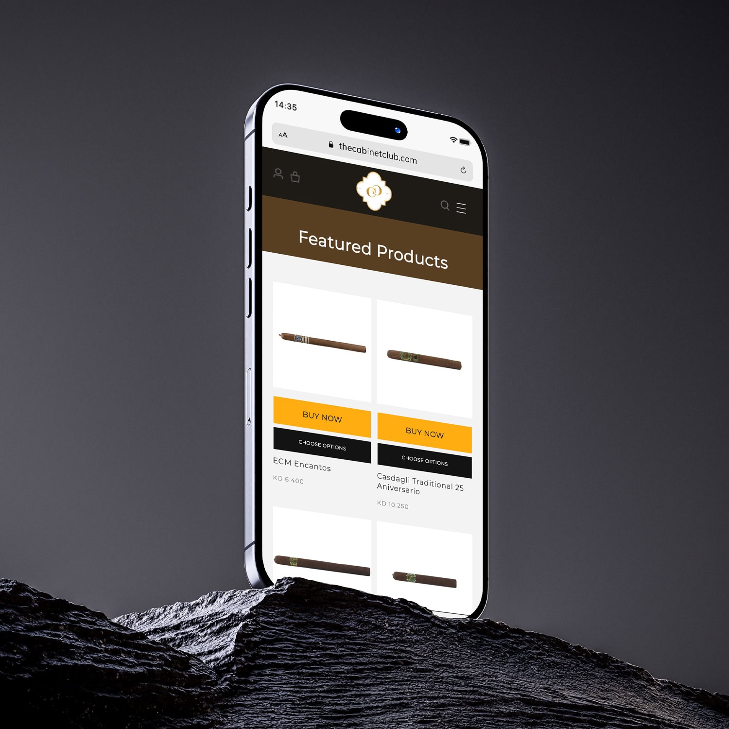 Mobile mockup of the cabinet club site.