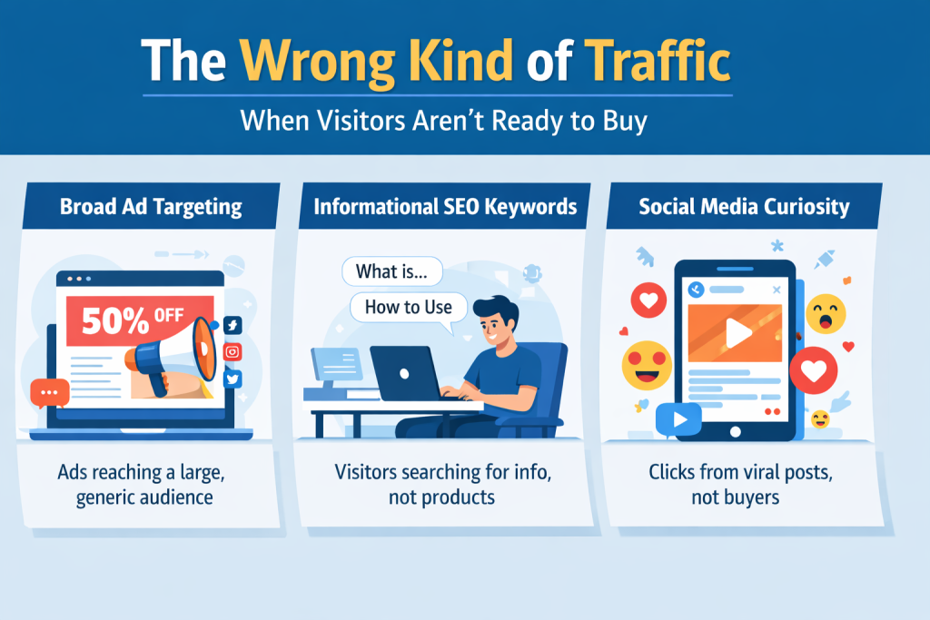 the wrong kind of traffic when visitors are not ready to buy