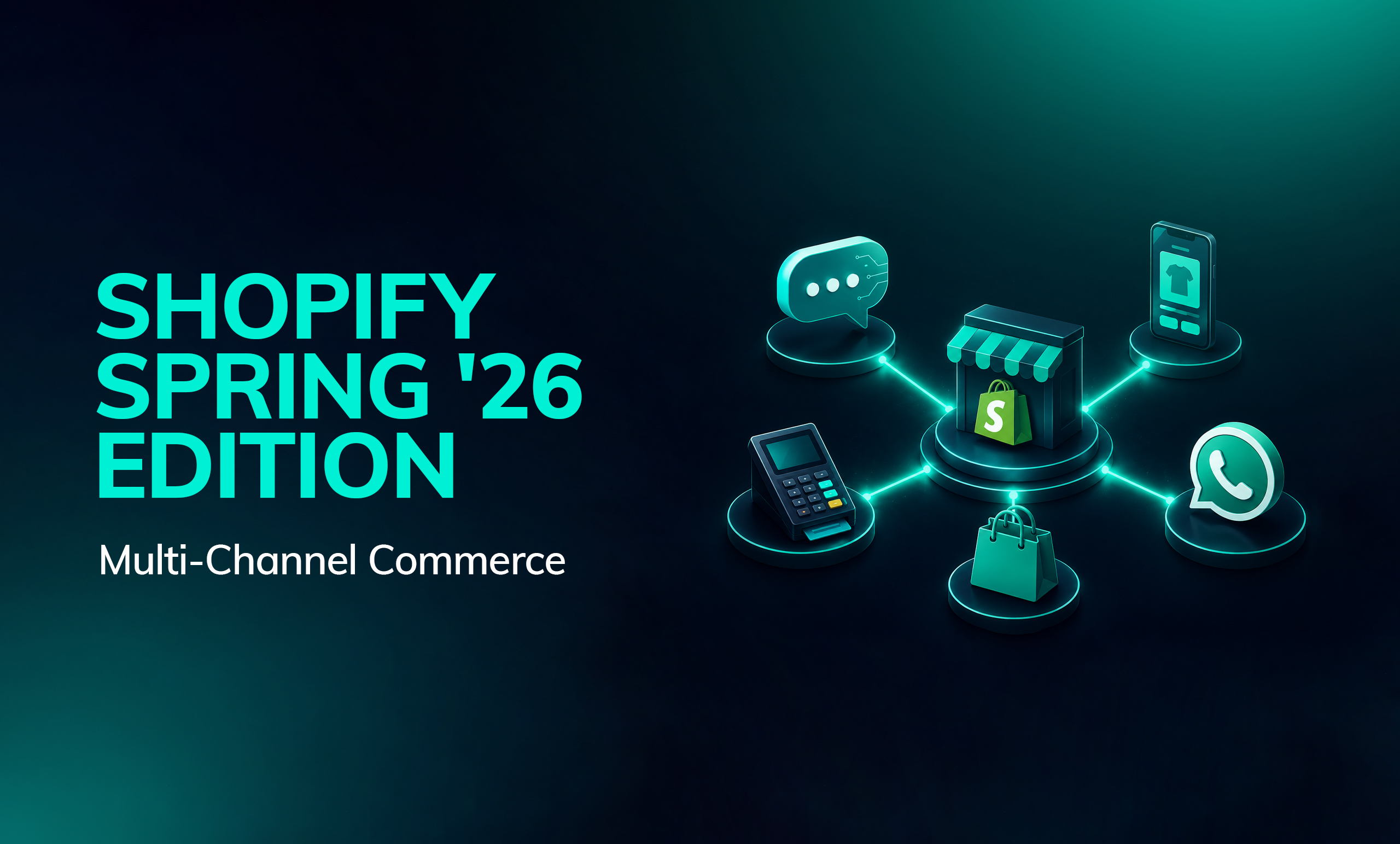 Shopify Spring 2026 Edition — selling across AI, mobile, in-store, WhatsApp, and social channels from a single platform