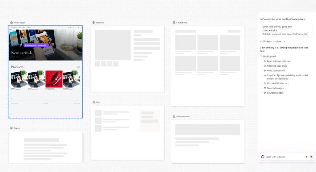 Building process showcase of the canvas with sidekick showcase what all edits happens.